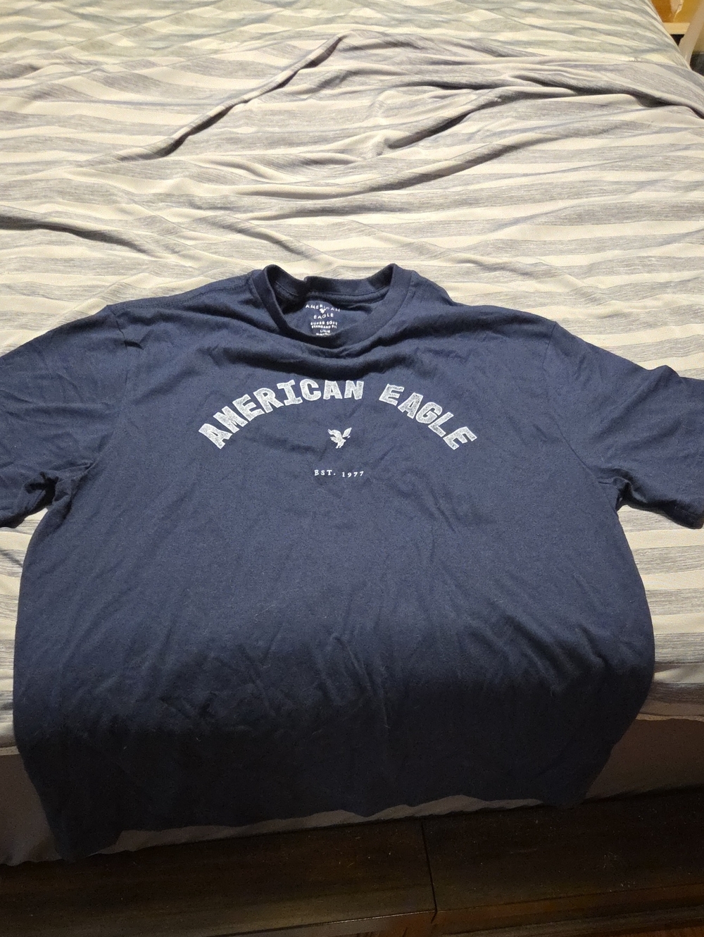 American Eagle Outfitters Navy Logo Crewneck Tee